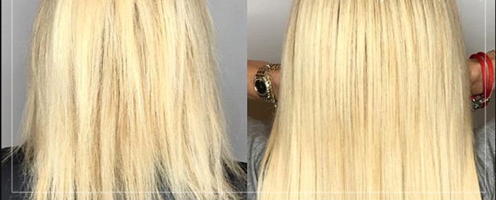 کراتین موهای دکلره شده